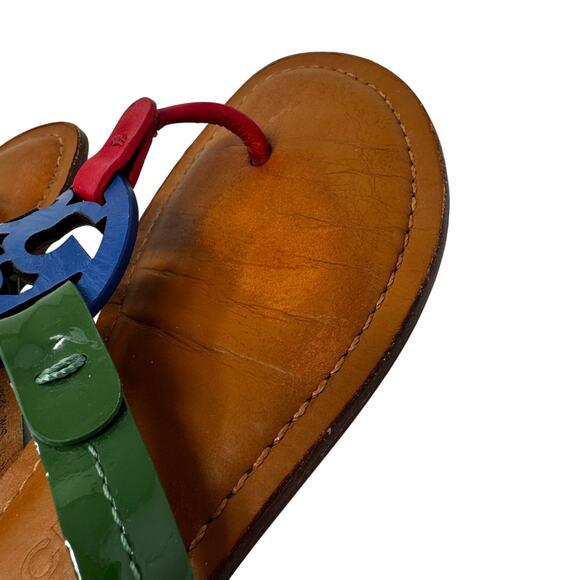 Tory Burch Colorblock Miller Sandals Size 7 Multicolor Logo Thong Flats Shoes - Picture 10 of 11